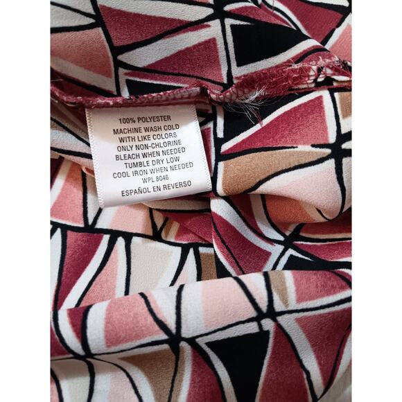 JM COLLECTION Dressy Blouse Top XL Pleated Back Career Office Event Geometric - Picture 7 of 11